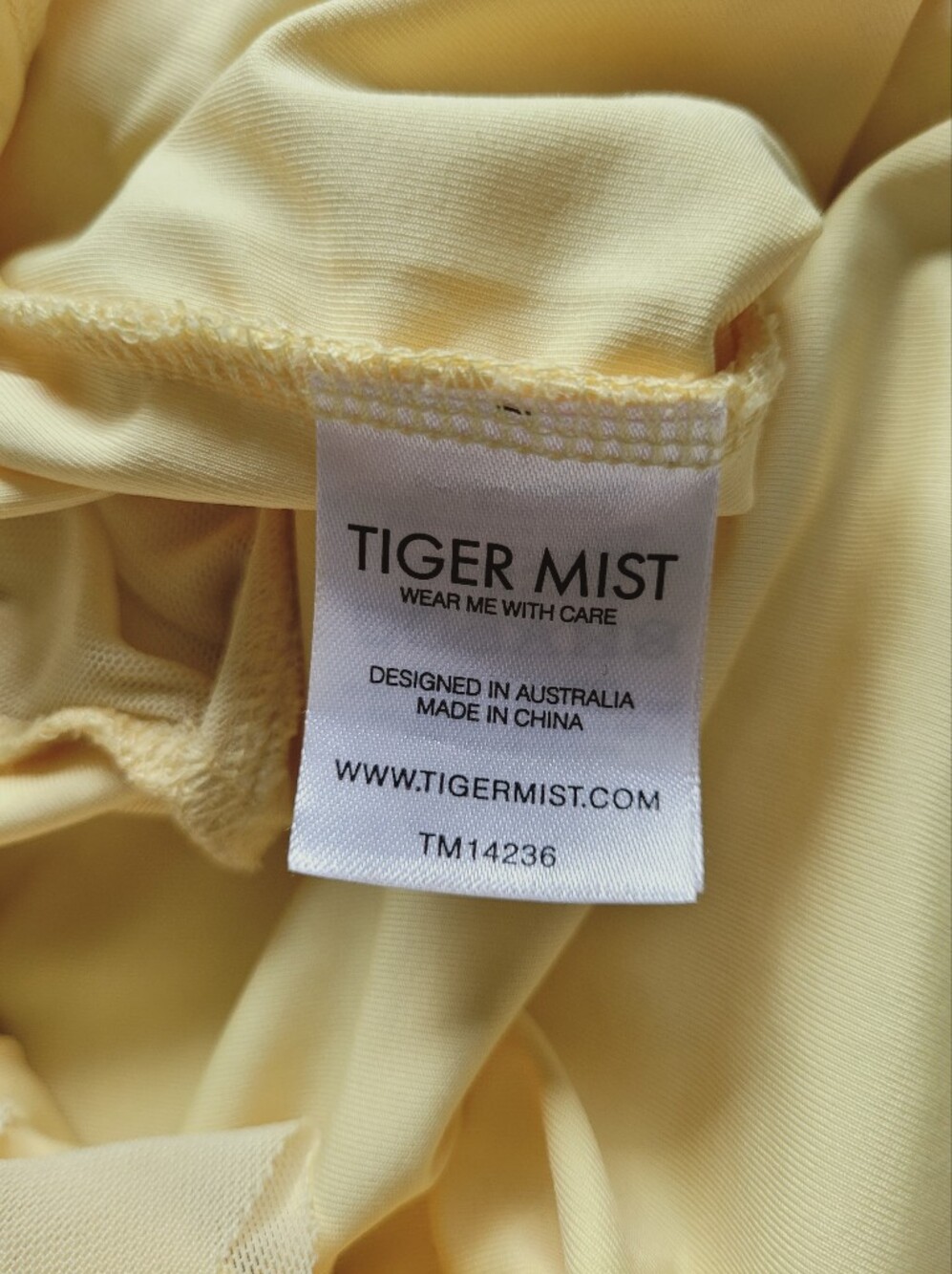 Tiger Mist Strapless Lace Dress Asymmetrical Ruffle Hem Pale Yellow - Picture 12 of 16